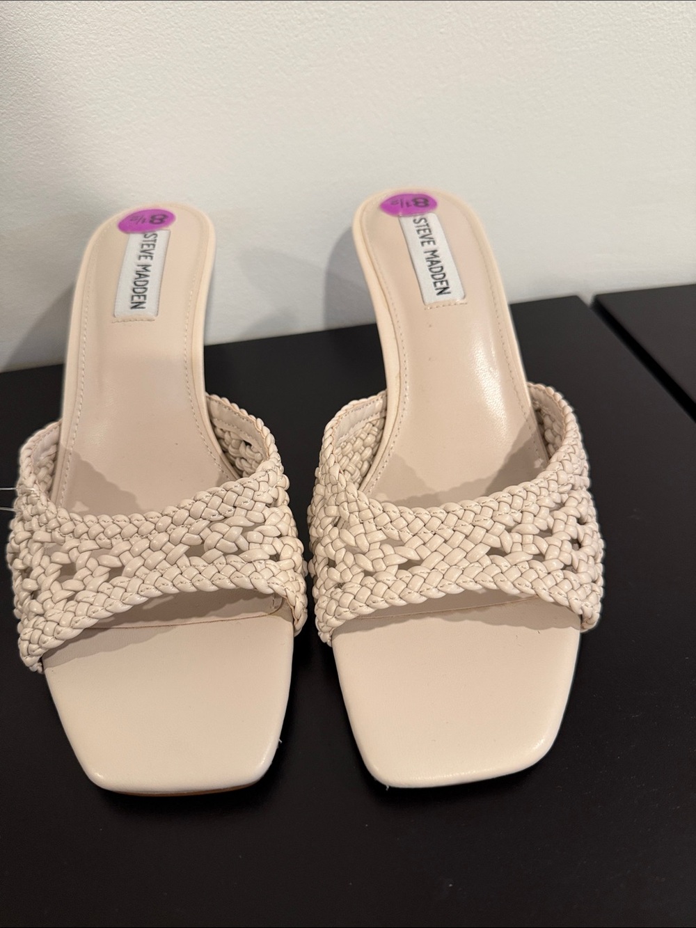 Steve Madden Braided Ivory Slide Mules
